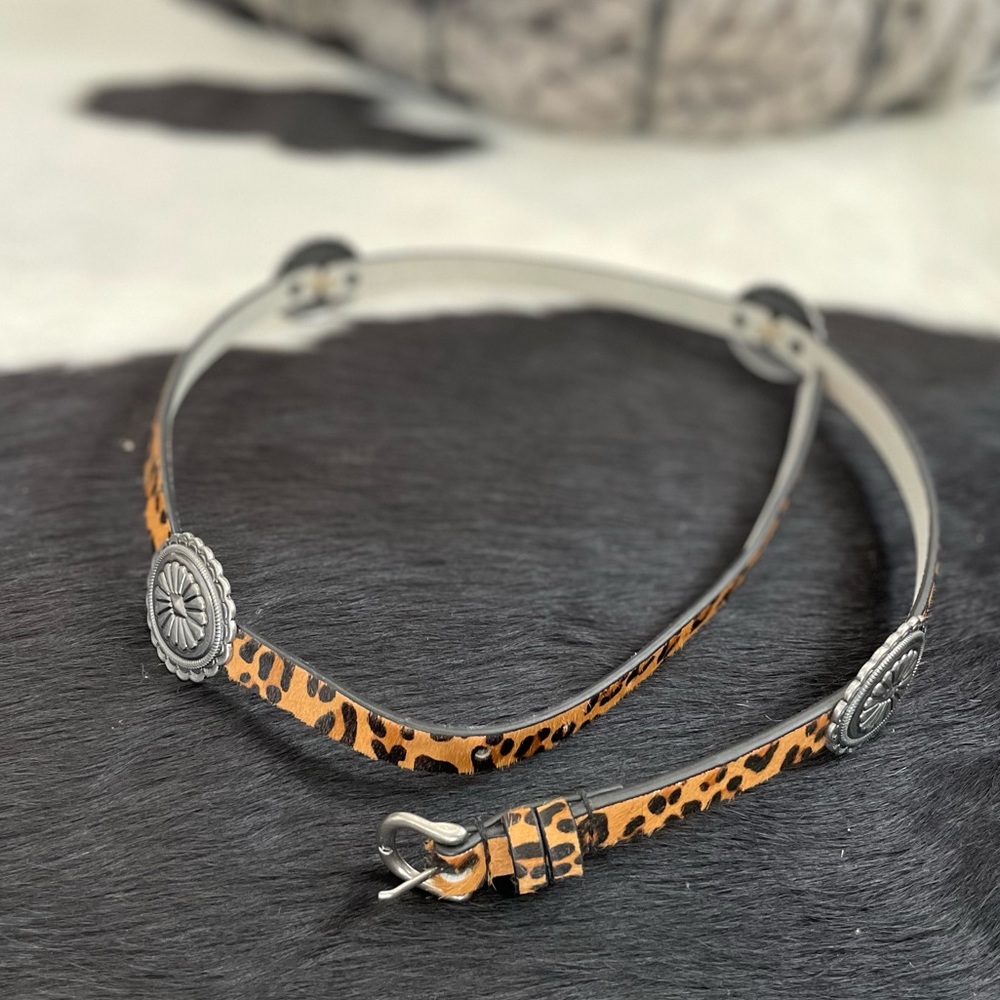 Leopard Print Leather Concho Belt